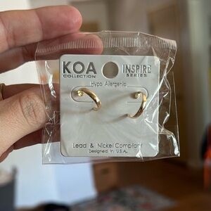KOA Collection Gold Hypo Allergenic Stud Post Back Hoops